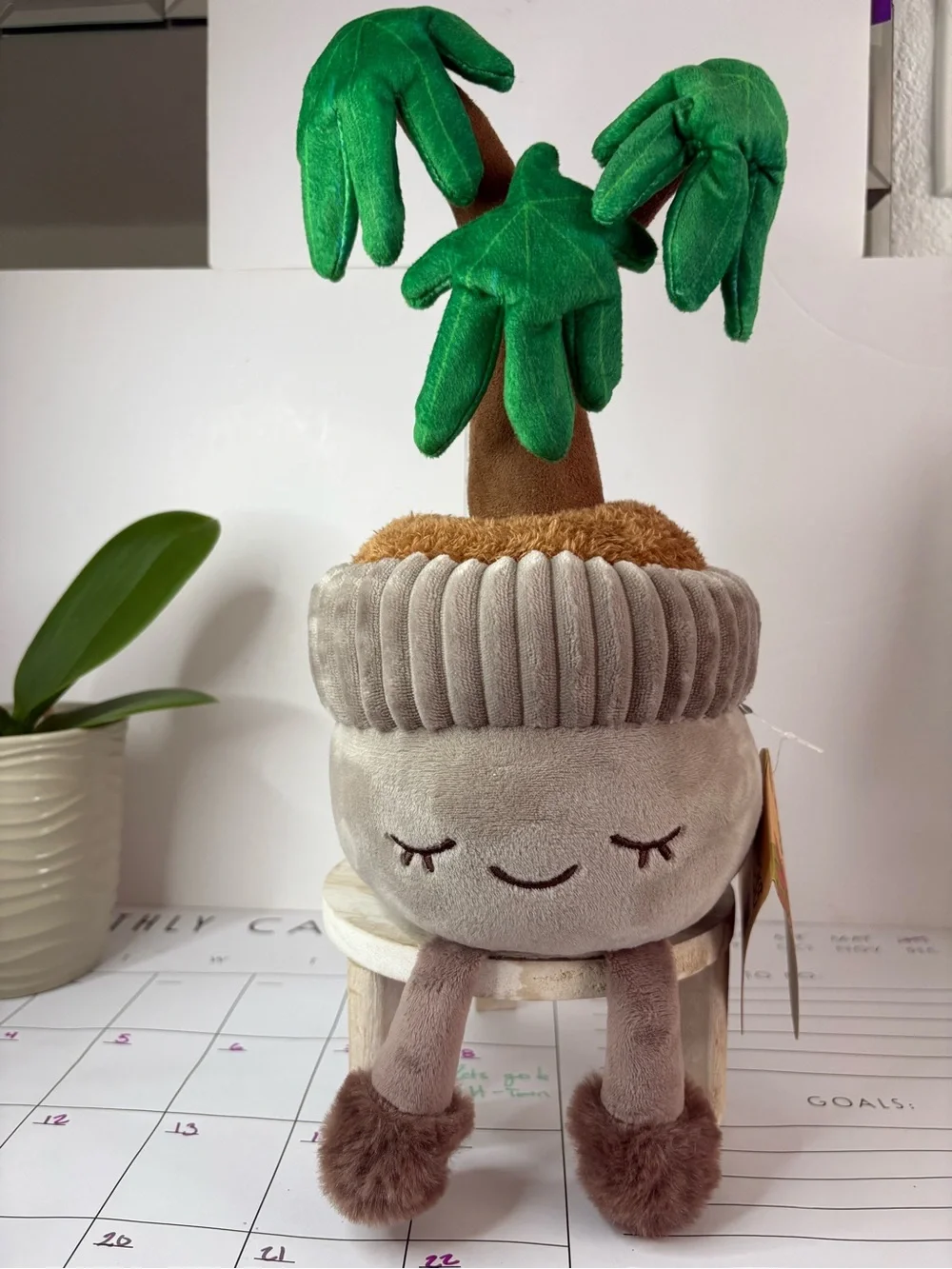 2 Plush Potted Plant Decorative Toy - Gray and Green